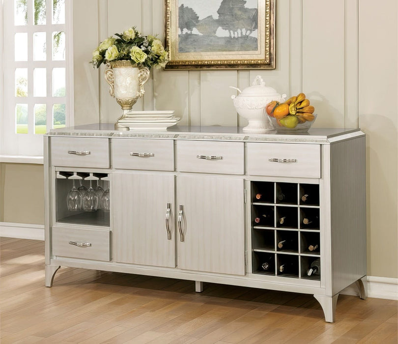 Silver Wood Modern Multi-Storage Wine Cabinet