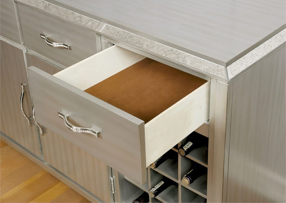 Silver Wood Modern Multi-Storage Wine Cabinet