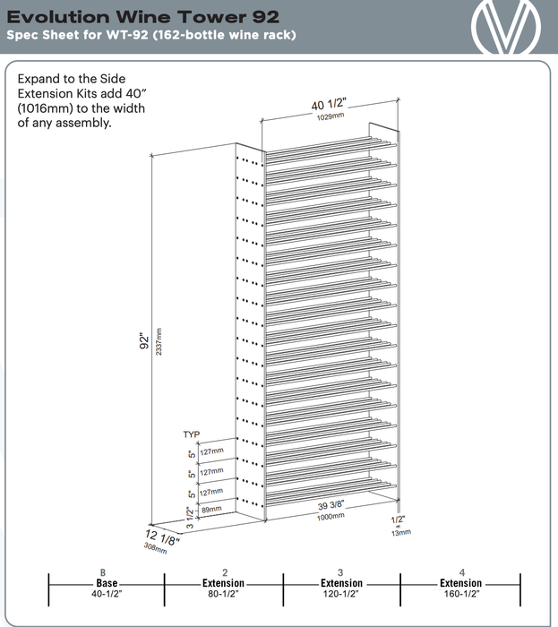 Evolution Freestanding Metal and Acrylic Wine Rack Tower 92 3C (162 - 648 Bottle)