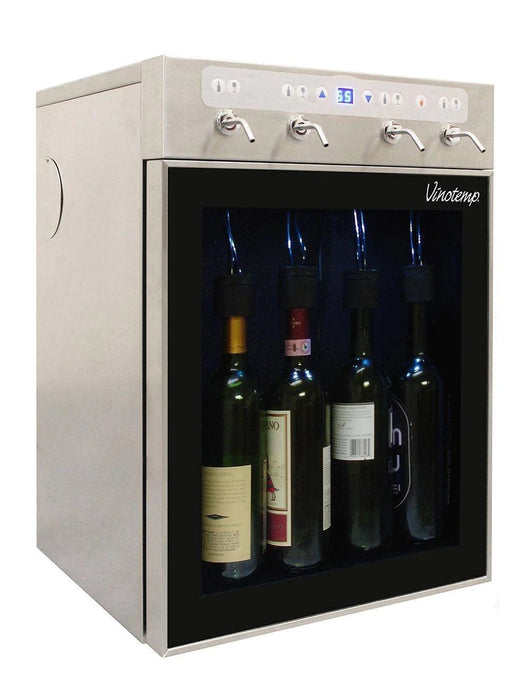 The Vinotemp WineSteward™ Four-Bottle Wine Dispenser with 2 Gas Cylinders (Stainless Steel)