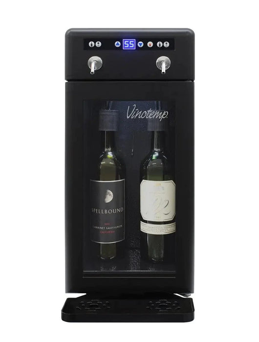 The Vinotemp WineSteward™ Two-Bottle Wine Dispenser with 2 Gas Cylinders (Black)