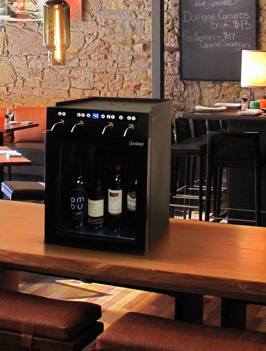 The Vinotemp WineSteward™ Four-Bottle Wine Dispenser with 2 Gas Cylinders (Black)