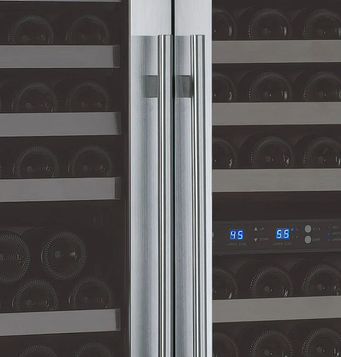 47" Wide FlexCount II Tru-Vino 249 Bottle Three Zone Stainless Steel Side-by-Side Wine Refrigerator