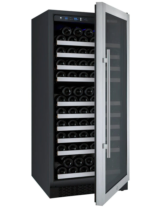 24" Wide FlexCount II Tru-Vino 128 Bottle Single Zone Stainless Steel Right Hinge Wine Refrigerator