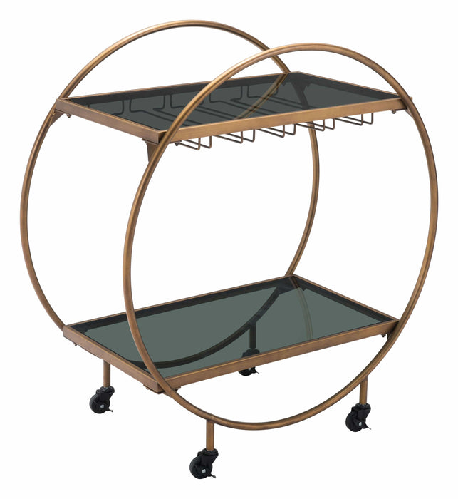 Arc Wine Cart Brass & Black