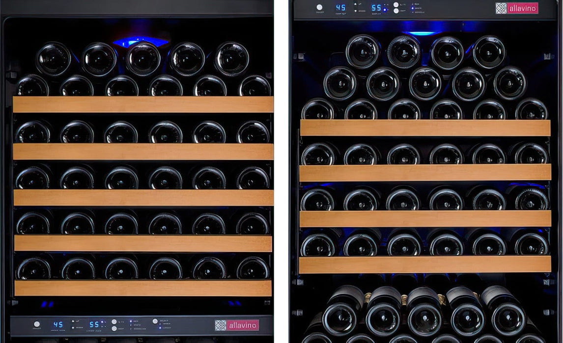 47" Wide FlexCount II Tru-Vino 349 Bottle Three Zone Black Side-by-Side Wine Refrigerator
