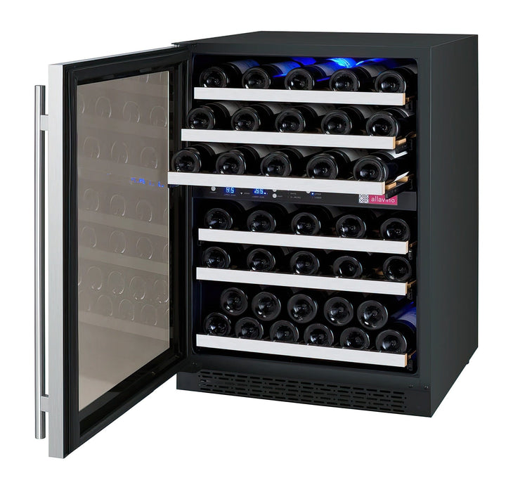 24" Wide FlexCount II Tru-Vino 56 Bottle Dual Zone Stainless Steel Left Hinge Wine Refrigerator