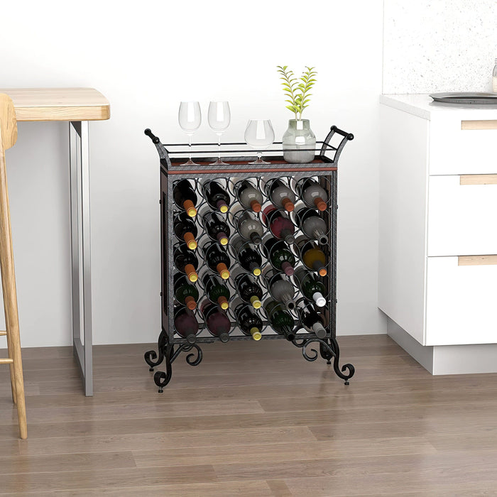 Vino 25-Bottle Stationary Wine Cart