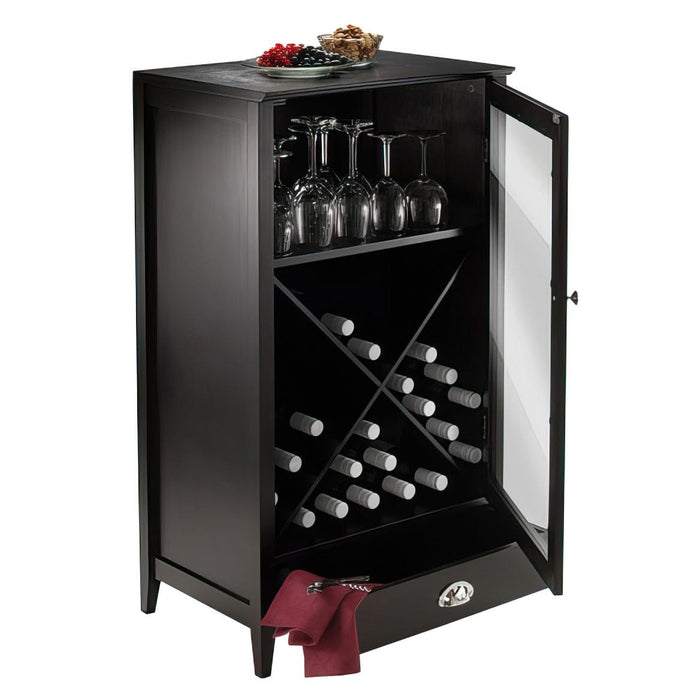 Espresso 3-Pc Modular Glass Door Wine Cabinet Set