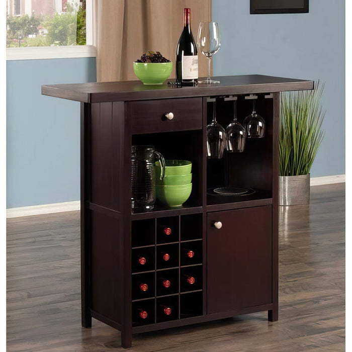 Espresso 12-Bottle Wine Bar Cabinet