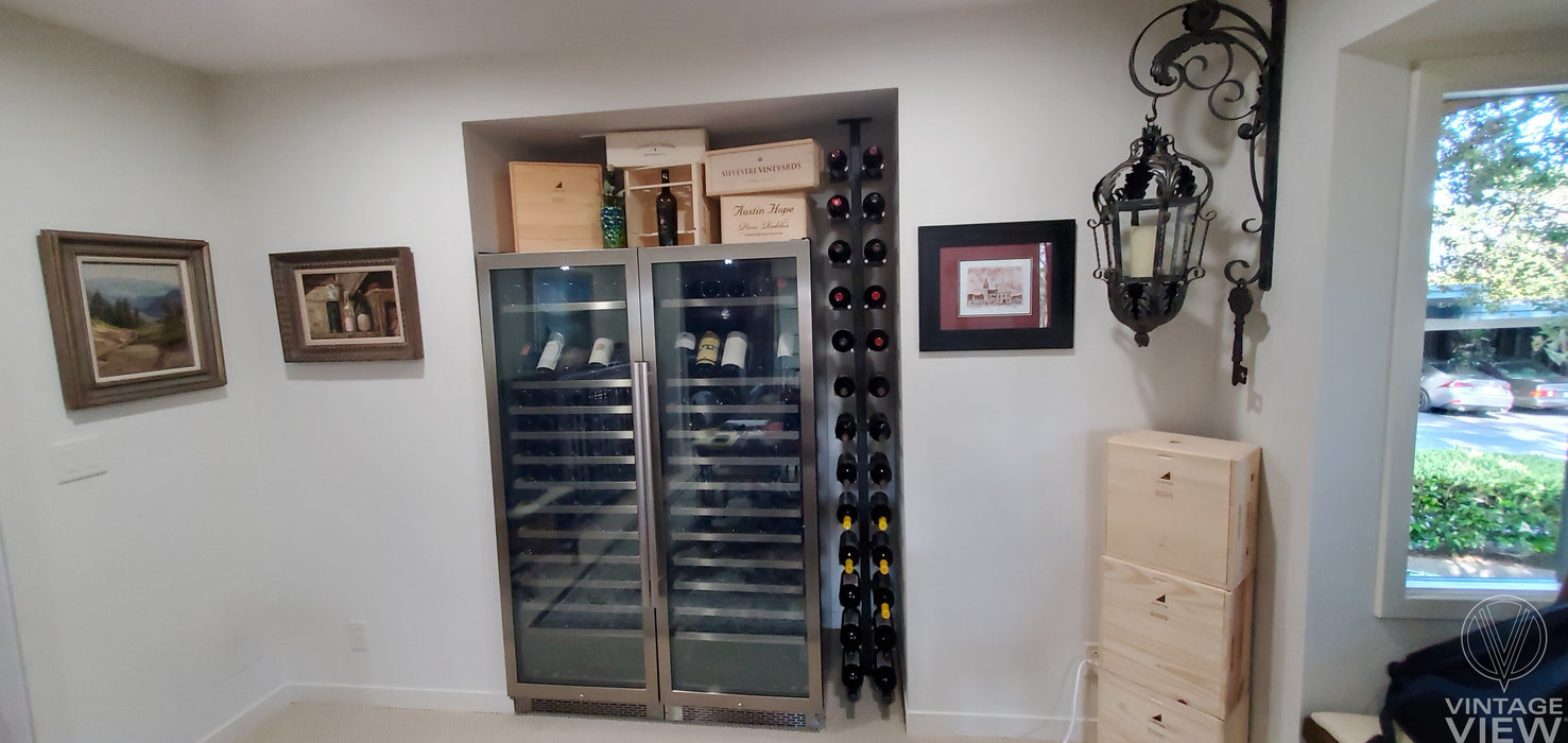 Vino Series Rails Floating Wine Rack Frame Kit, Double Sided Floor-to-Ceiling (40-120 bottles)