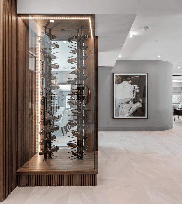 Floor to Ceiling Mounted Wine Rack Display — 2-sided (126 Bottles)