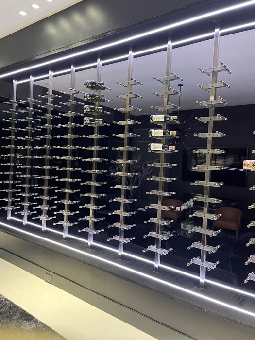 Vino Series Pins Floating Wine Rack Frame Kit, Double Sided Floor-to-Ceiling (80 bottles - Double Depth)