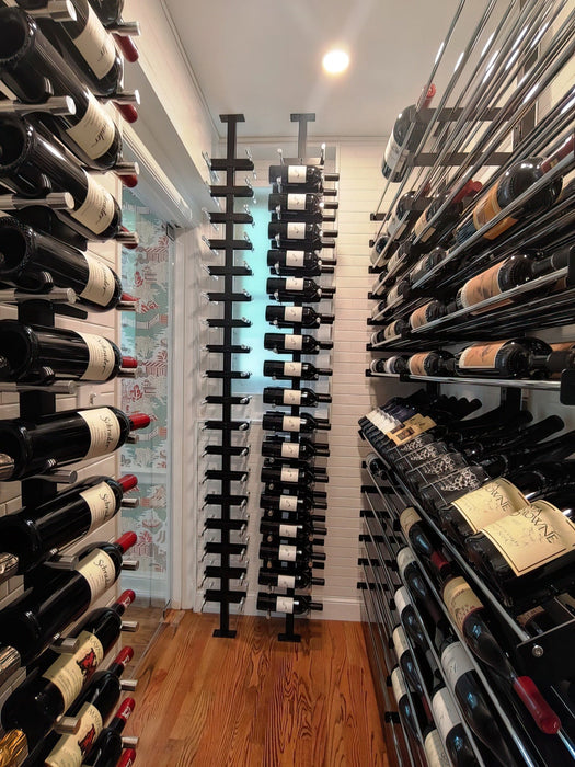 Vino Series Pins Floating Wine Rack Frame Kit, Single Sided Floor-to-Ceiling (40 bottles - Double Depth)