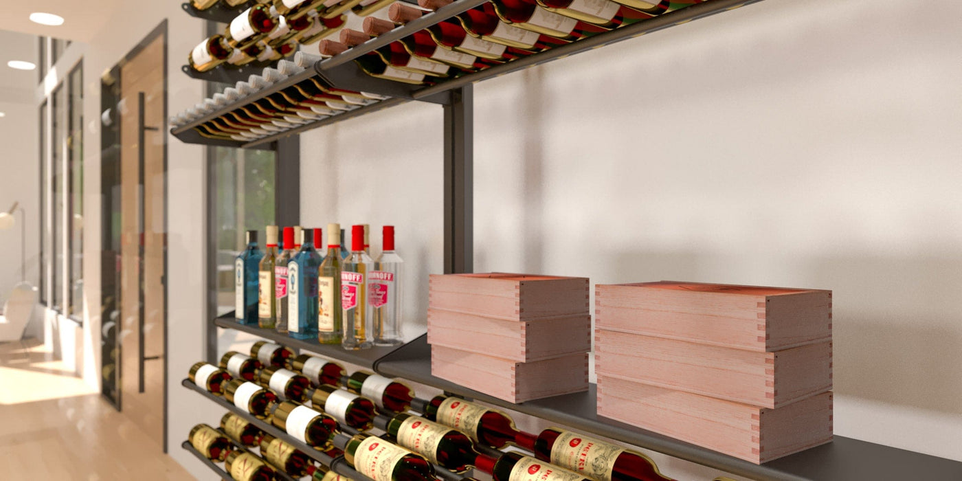Showcase Series Exhibition Kit Wine Rack, Wine Display Racks, Wine Cork Out and Bottle Shelf (60-80 Bottle)
