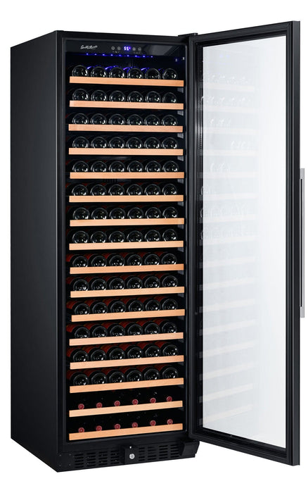 166 Bottle Single Zone Black Glass Wine Refrigerator (Available 5/2/23)