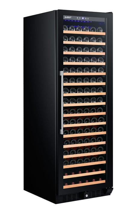 166 Bottle Single Zone Black Glass Wine Refrigerator (Available 5/2/23)