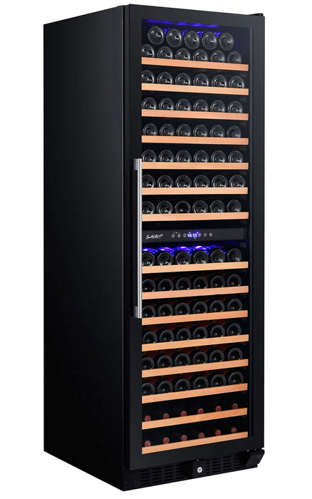 166 Bottle Dual Zone Black Glass Wine Refrigerator