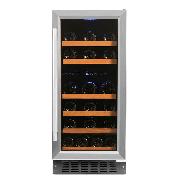 32 Bottle Dual Zone Wine Cooler, Stainless Steel Door Trim