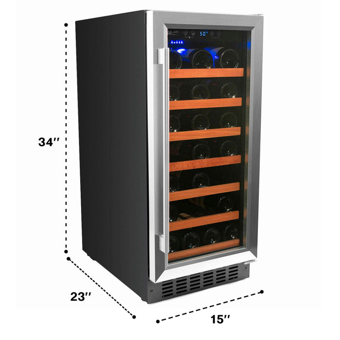 34 Bottle Single Zone Under Counter Wine Cooler