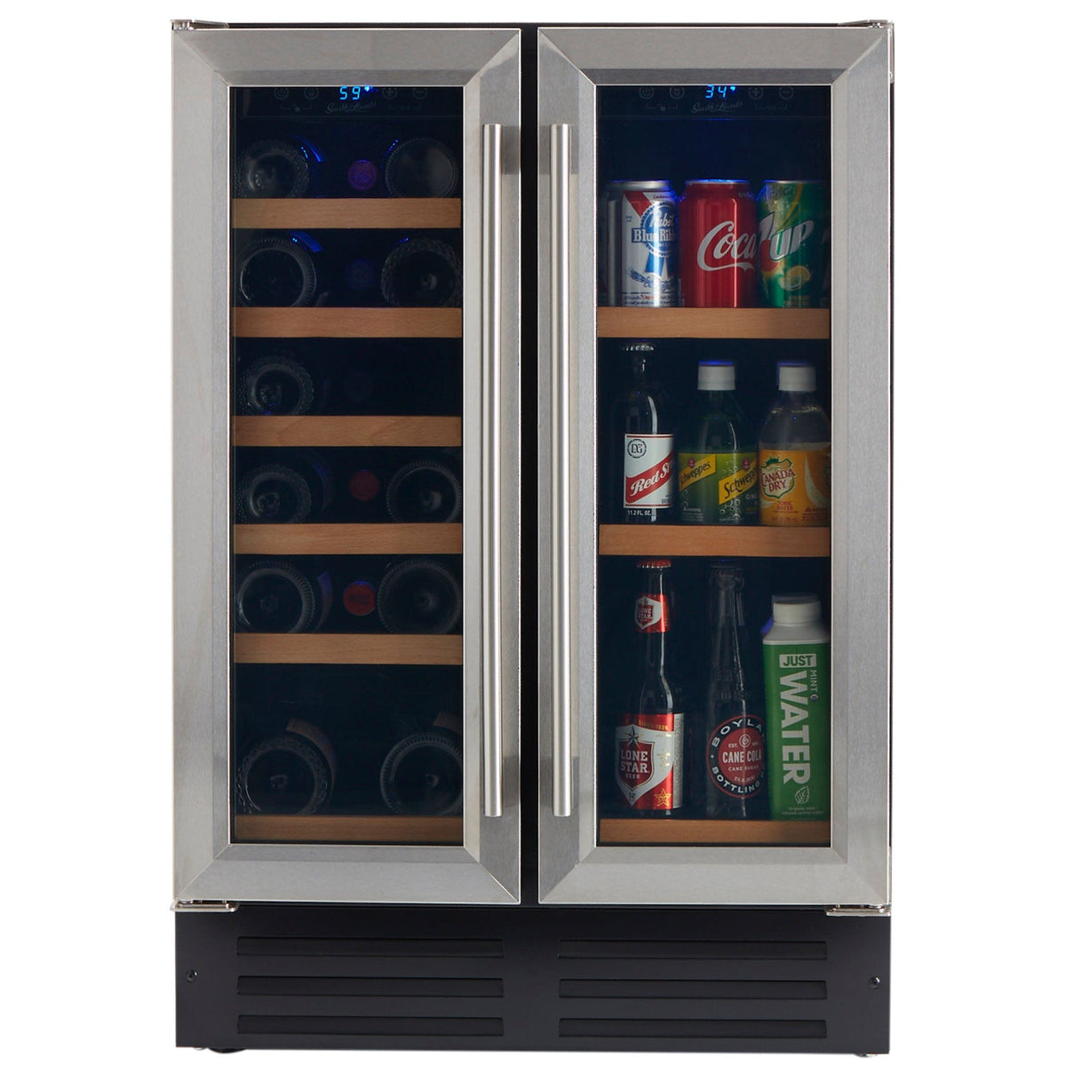 32 Bottle Dual Zone Wine Cooler, Stainless Steel Door Trim