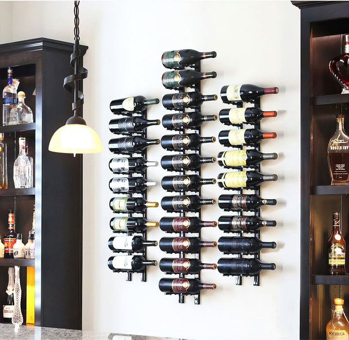 Horizontal HZ Wall Mounted Wine Rails – 3FT Metal Wine Rack (9 To 27 Bottles)