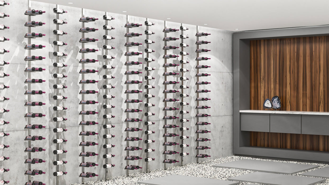 Vino Series Pins Floating Wine Rack Frame Kit, Single Sided Floor-to-Ceiling (20 bottles - Single Depth)