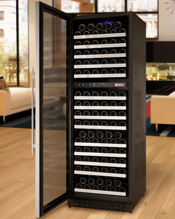 24" Wide FlexCount II Tru-Vino 172 Bottle Dual Zone Stainless Steel Left Hinge Wine Refrigerator