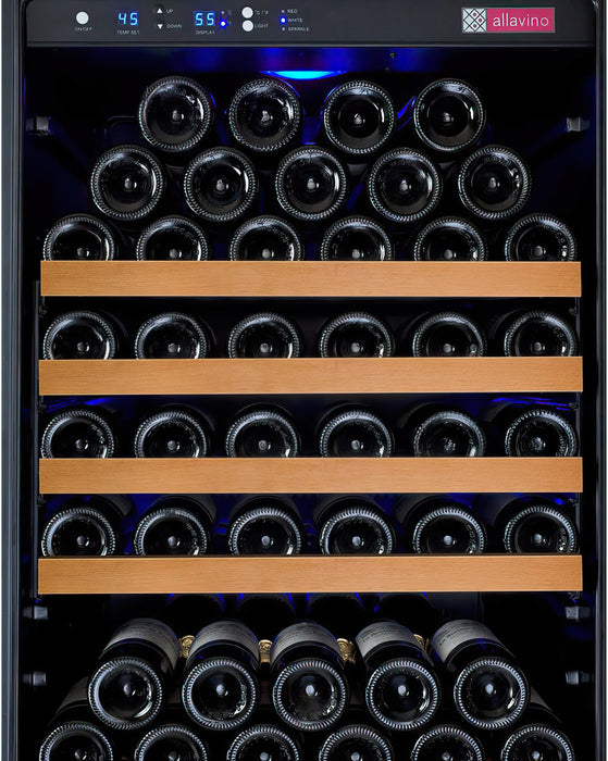 47" Wide FlexCount II Tru-Vino 344 Bottle Dual Zone Black Side-by-Side Wine Refrigerator