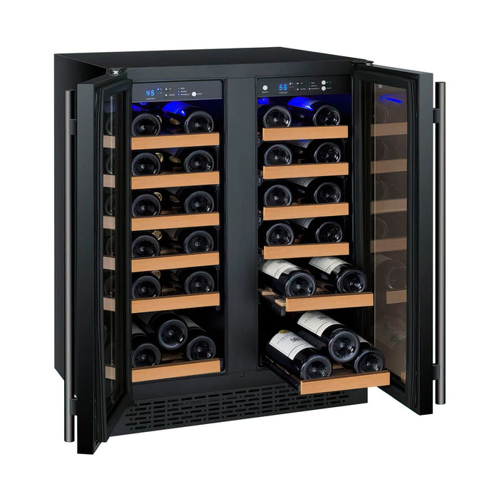 24" Wide FlexCount II Tru-Vino 36 Bottle Dual Zone Black Wine Refrigerator