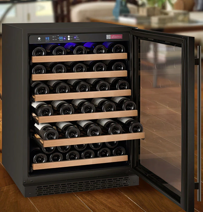 24" Wide FlexCount II Tru-Vino 56 Bottle Single Zone Black Right Hinge Wine Refrigerator