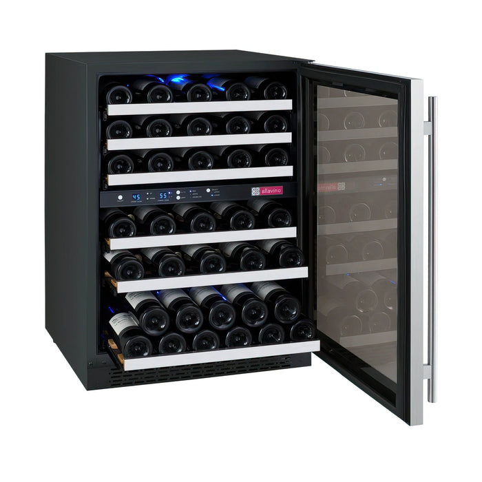 24" Wide FlexCount II Tru-Vino 56 Bottle Dual Zone Stainless Steel Right Hinge Wine Refrigerator