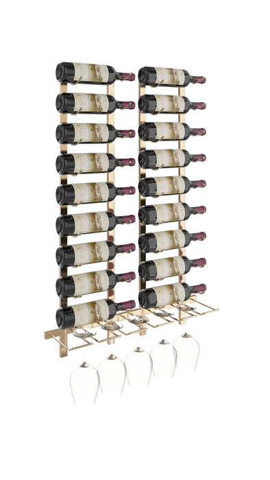 W Series Wet Bar Wall Mounted Wine & Glass Rack (18 Bottles | 5 Glasses - Single Depth)
