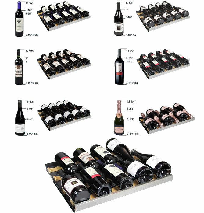 24" Wide FlexCount II Tru-Vino 172 Bottle Dual Zone Stainless Steel Right Hinge Wine Refrigerator