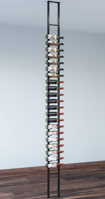 W Series Floating Wine Rack Frame Kit, Single-Sided Floor-to-Ceiling (63 Bottles - 3 Deep)