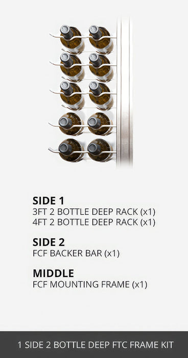 W Series Floating Wine Rack Frame Kit, Single-Sided Floor-to-Ceiling (42 Bottles - 2 Deep)
