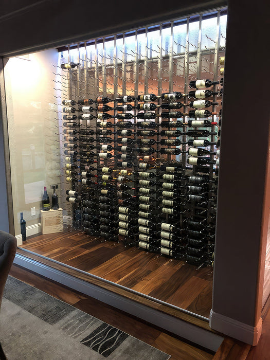 W Series Floating Wine Rack Frame Kit, Single-Sided Floor-to-Ceiling (42 Bottles - 2 Deep)