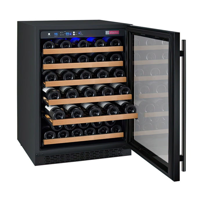 24" Wide FlexCount II Tru-Vino 56 Bottle Single Zone Black Right Hinge Wine Refrigerator