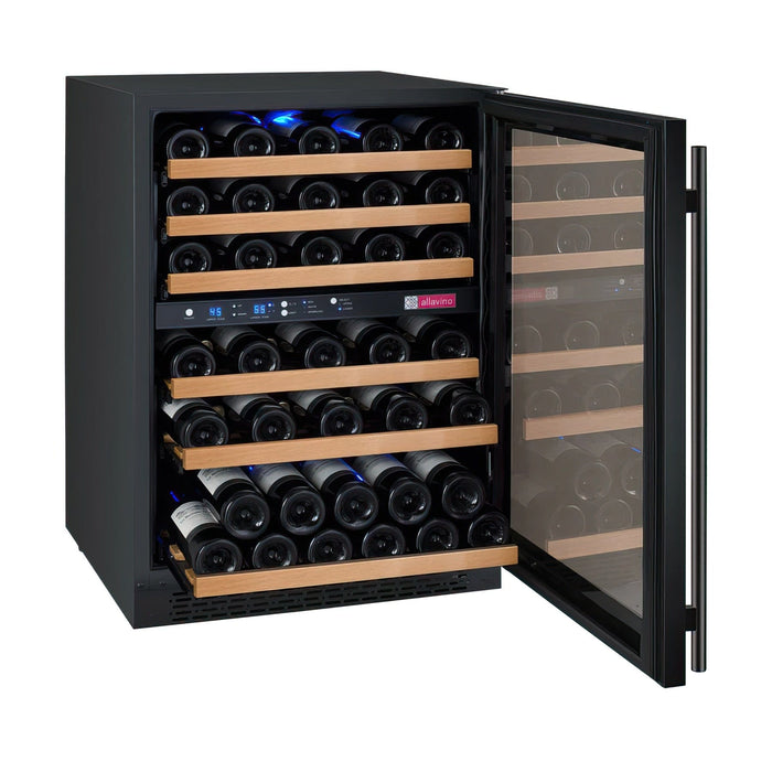 24" Wide FlexCount II Tru-Vino 56 Bottle Dual Zone Black Right Hinge Wine Refrigerator