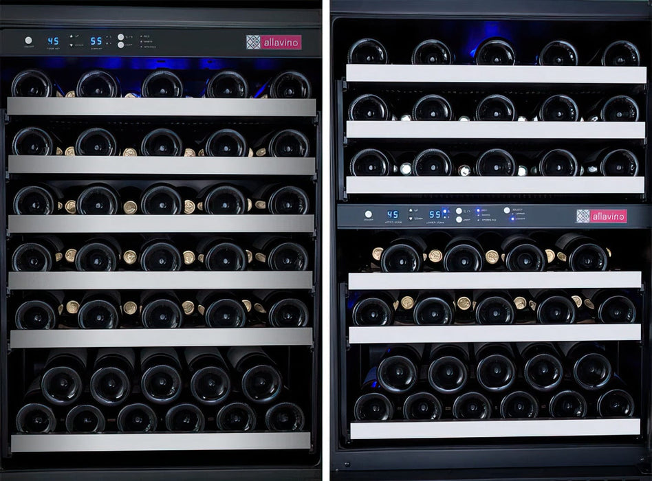 47" Wide FlexCount II Tru-Vino 249 Bottle Three Zone Stainless Steel Side-by-Side Wine Refrigerator